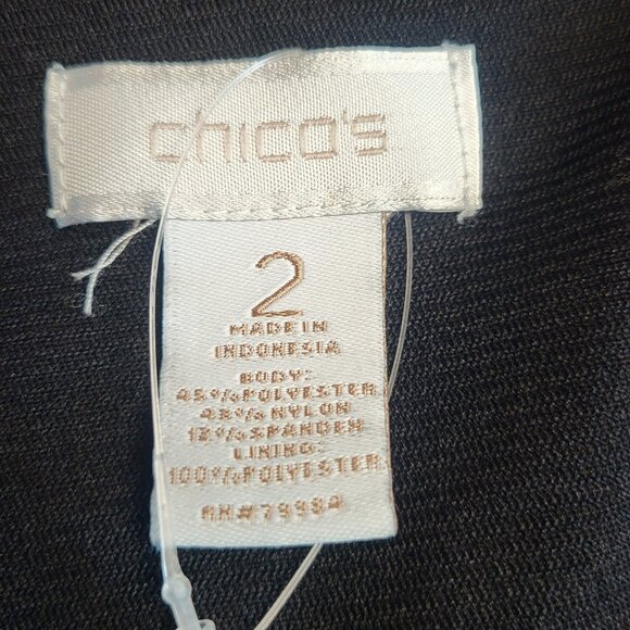 Chicos ~ Sz 2 ~ Black “Velvet and Satin" Black Shirt~ Excellent Condition - Picture 6 of 6